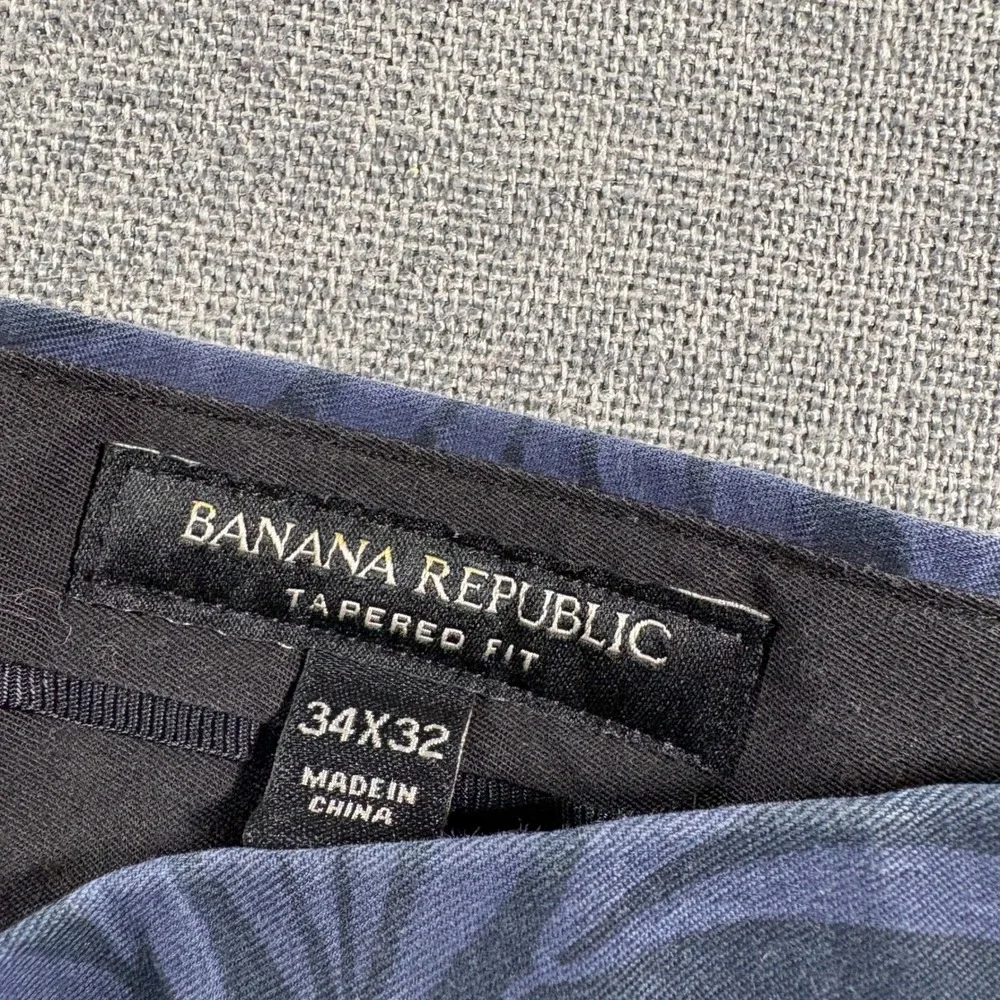 Banana Republic Tapered‎ Fit Pants Mens 34x32 Navy Blue Tropical Leaf Chinos